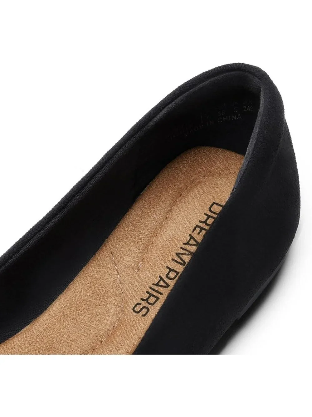 Women's Black Faux Suede Chic pointed toe elegant casual loafer Dress Flat Shoes